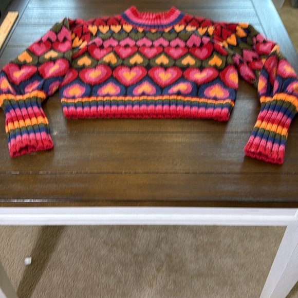 Farm Rio Colorful Heart Pattern Sweater Size Large - Picture 3 of 11